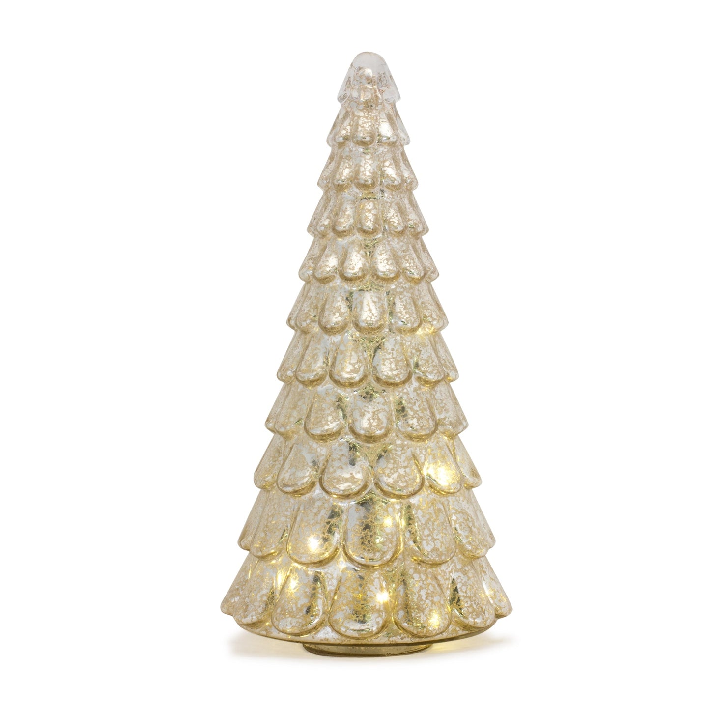 LED Lighted Mercury Glass Holiday Tree Décor, Set of 2