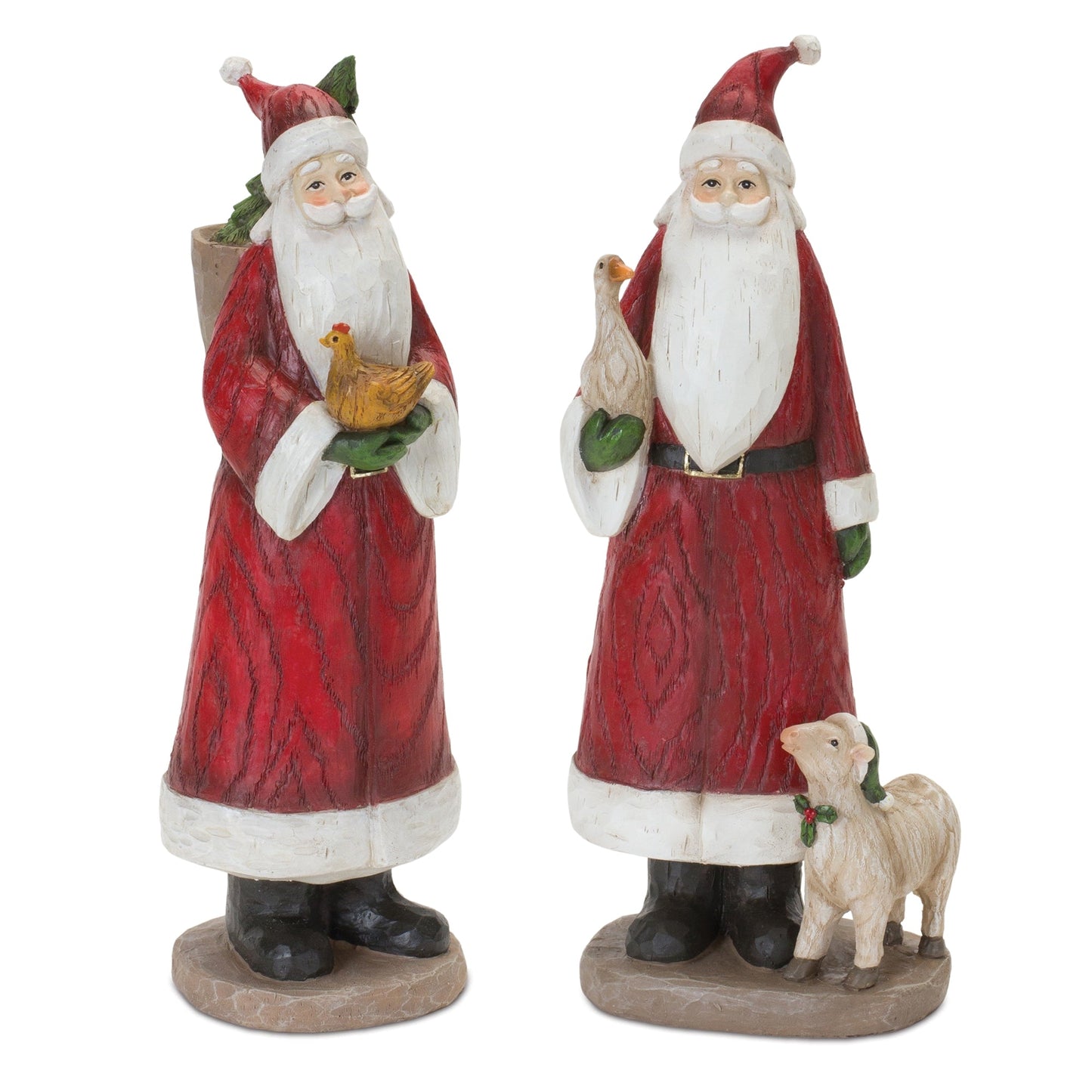 Farmhouse Santa Figurine, Set of 2