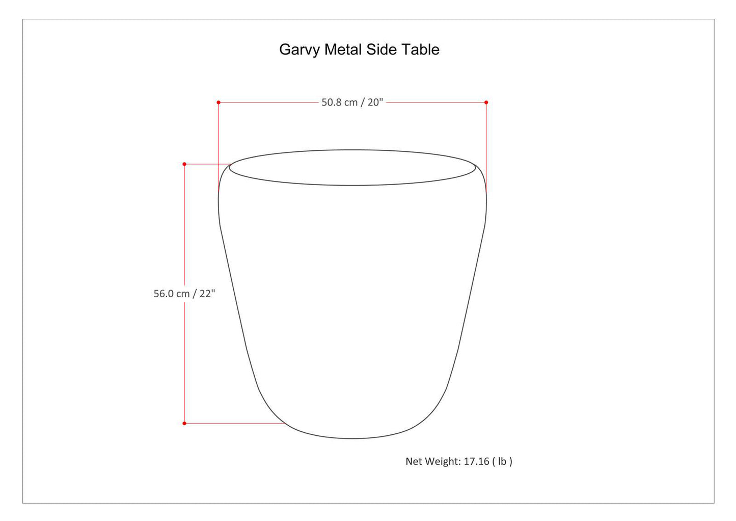 Eclipser Drum-Shaped Metal Side Table