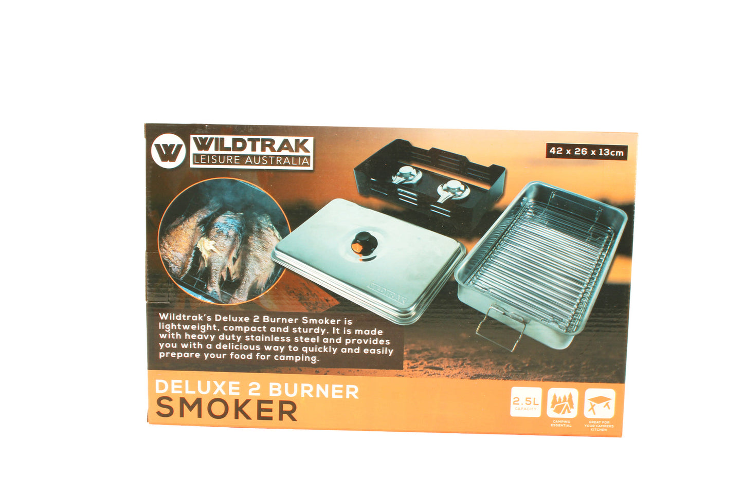 Wildtrak 2.5L Stainless Steel Deluxe 2-Burner Smoker (Silver)