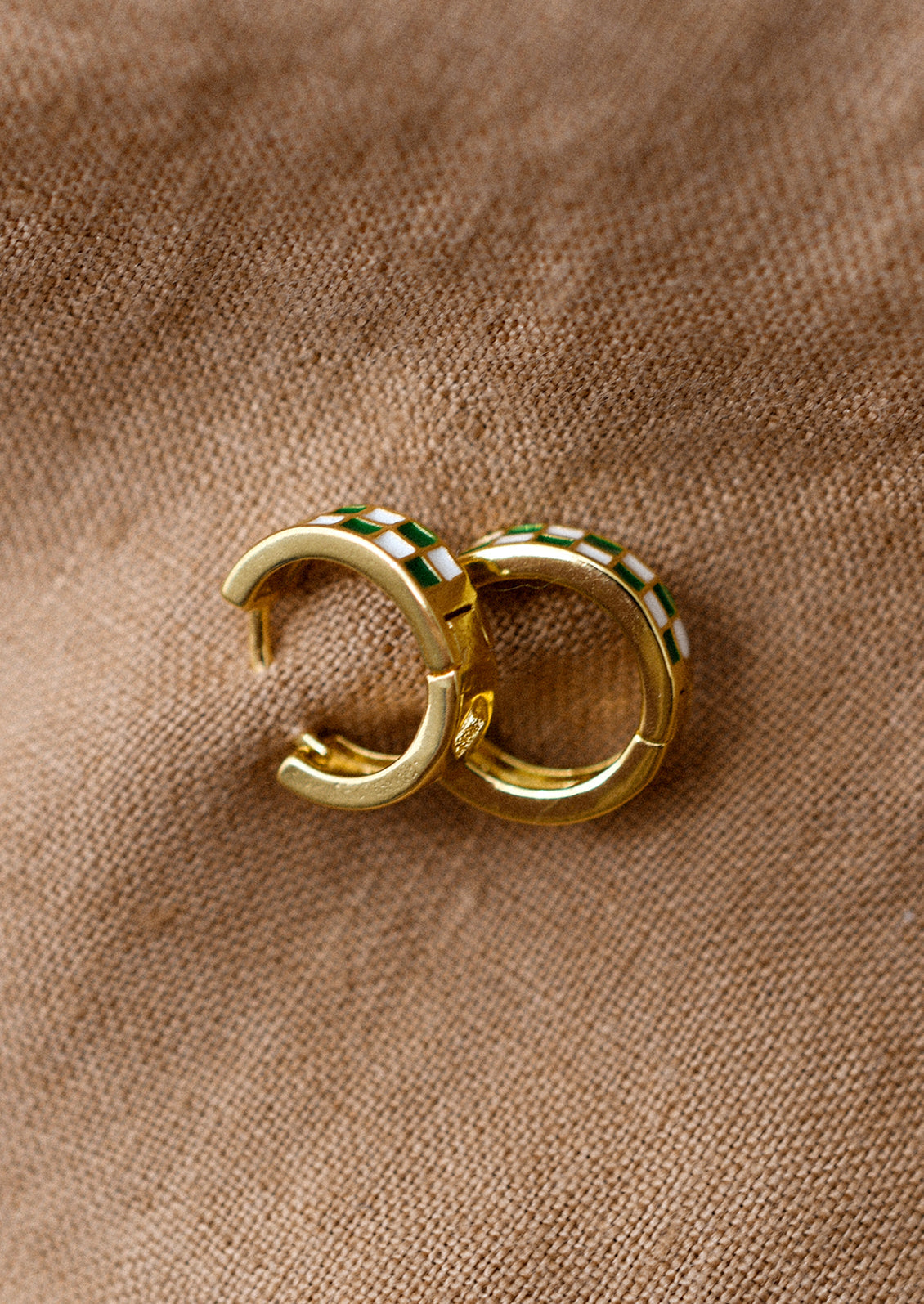 Enamel Checker Huggie Hoops