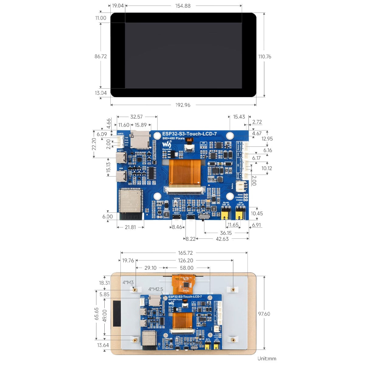 ESP32-S3 Development Board with 7" Capacitive Touch LCD Display (800 x 480)