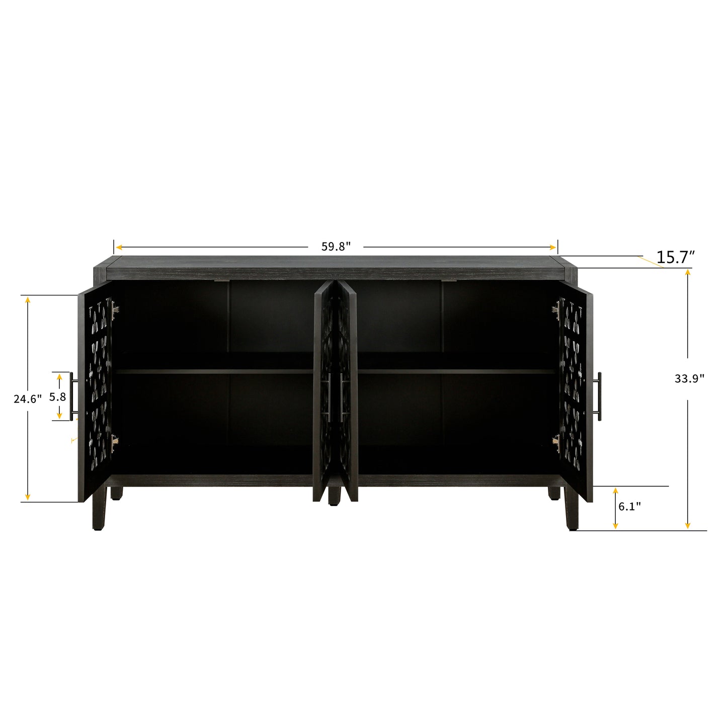 Colossus Wood Cabinet with Floral Pattern and 4 Doors