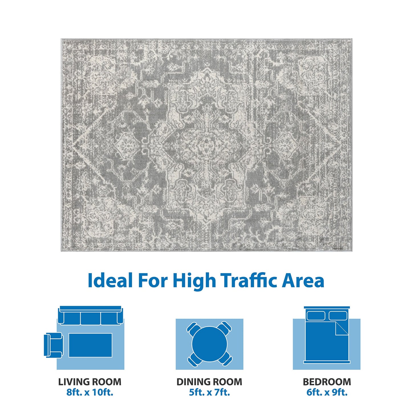 Machine Woven Area Rug with Medallion Pattern