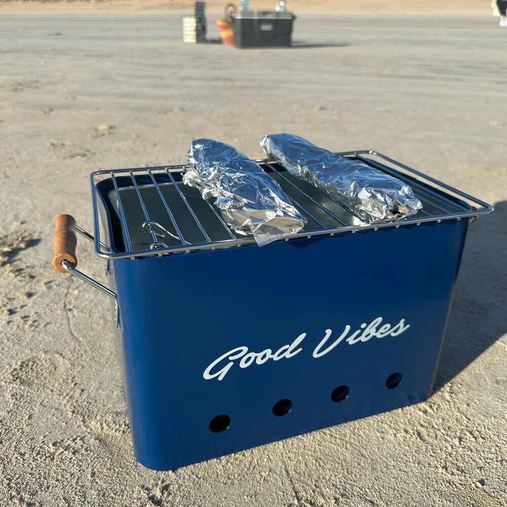Good Vibes Hamptons Charcoal Portable BBQ Grill (Navy)