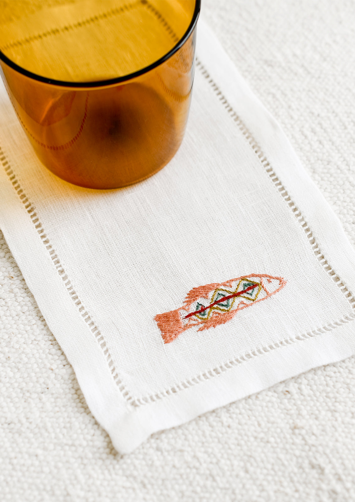 Fish Embroidered Cocktail Napkin