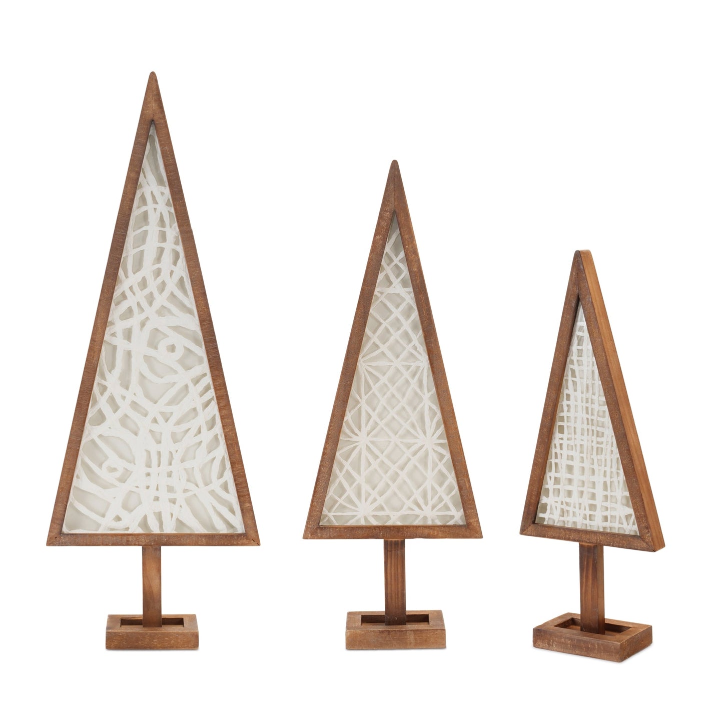 Framed Paper Mache Pine Tree, Set of 3