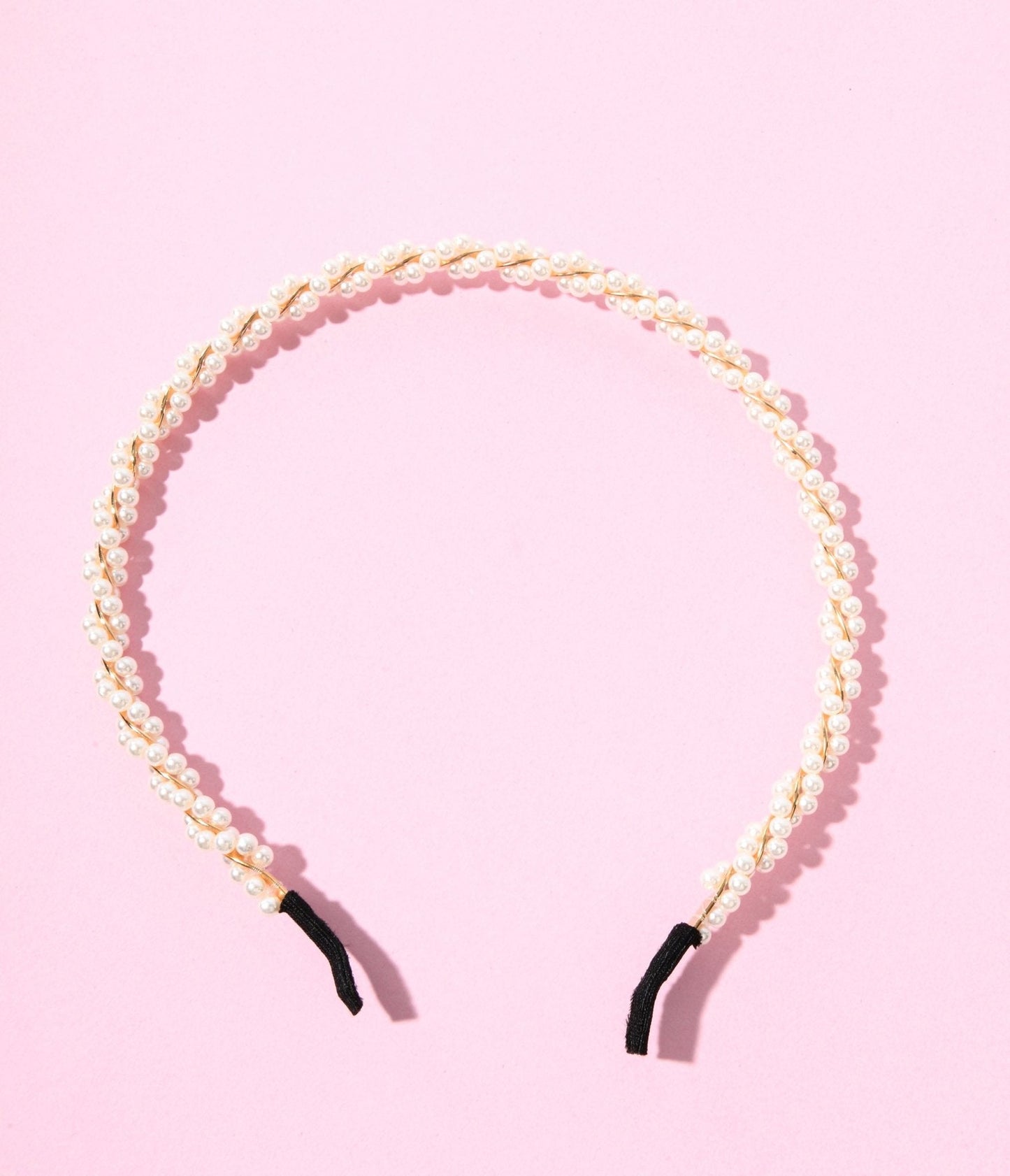 Gold & Faux Pearl Twisted Vine Thin Headband