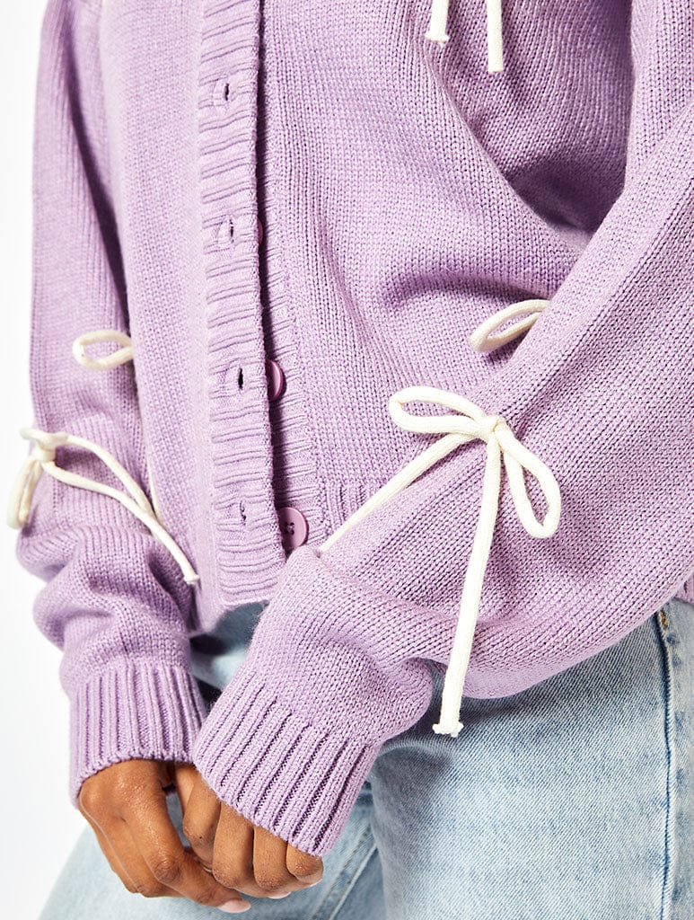 In Your Bow Era Knit Cardigan in Lilac