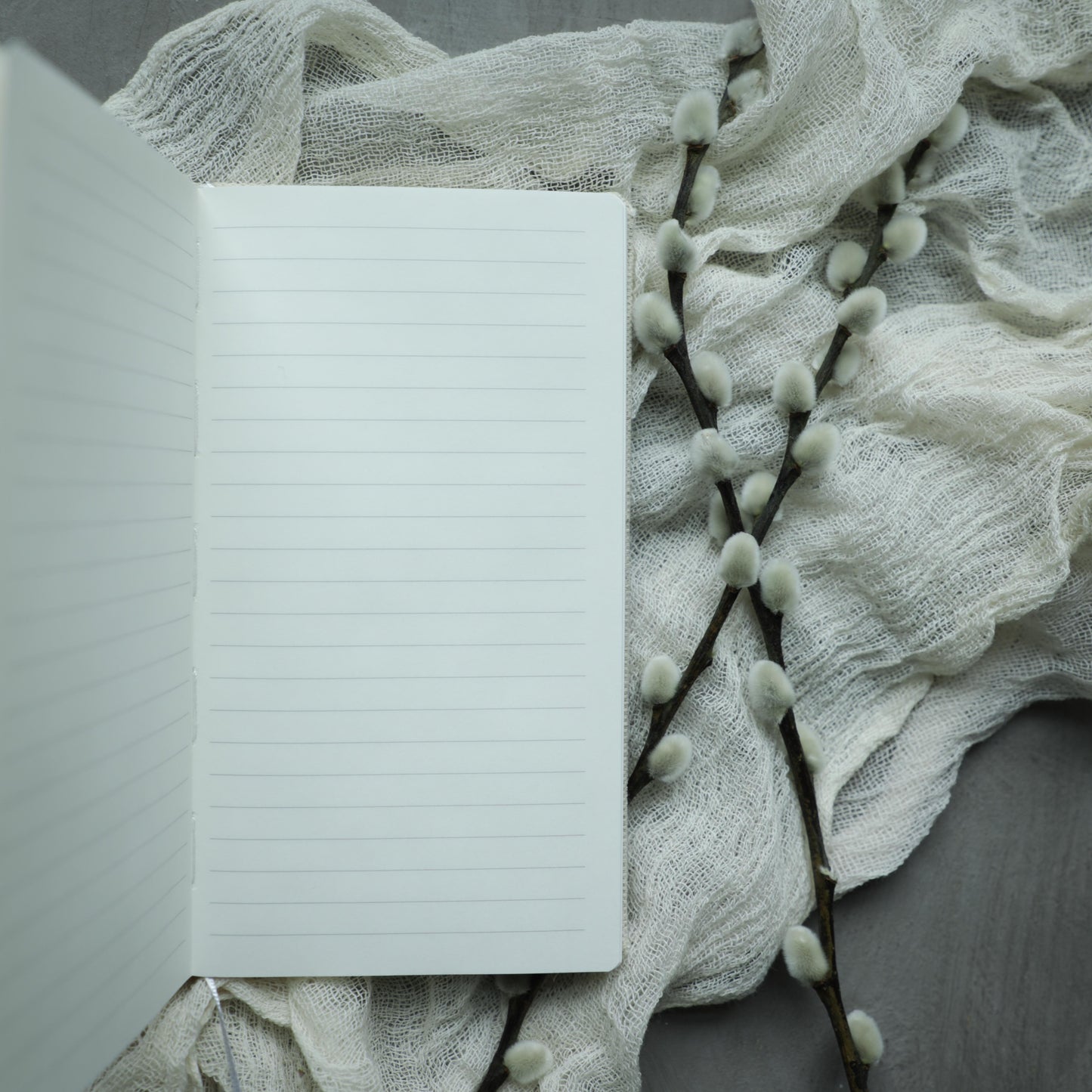 Magnolia Wreath | Taupe Linen Notebook