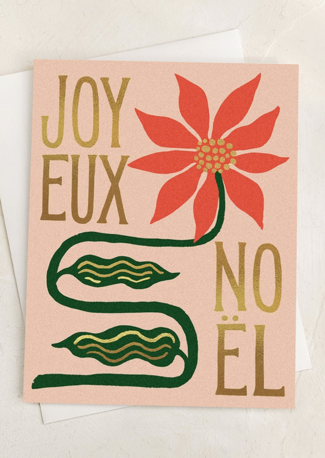 Poinsettia Joyeux Noel Card