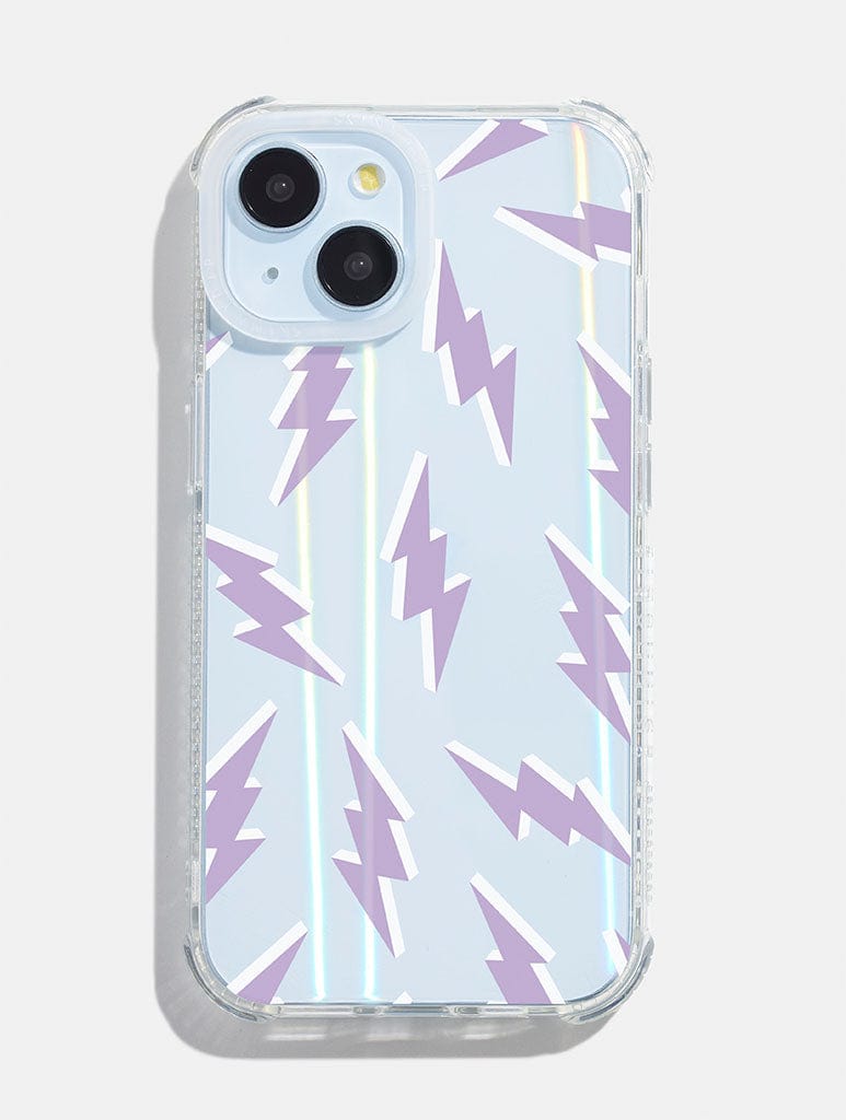 Lilac & White Lightning Bolt Shock iPhone Case