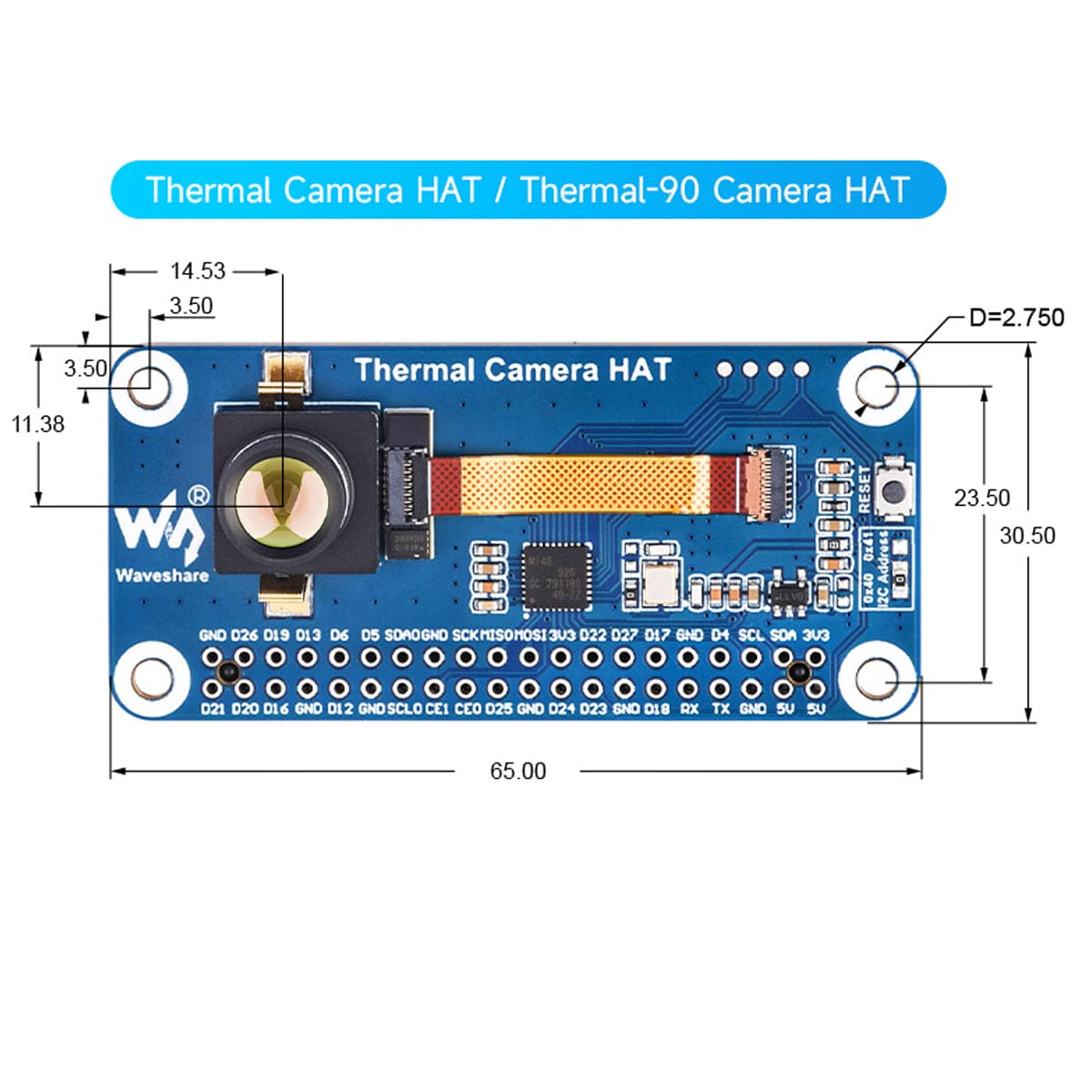 Long-wave IR Thermal Imaging Camera HAT for Raspberry Pi