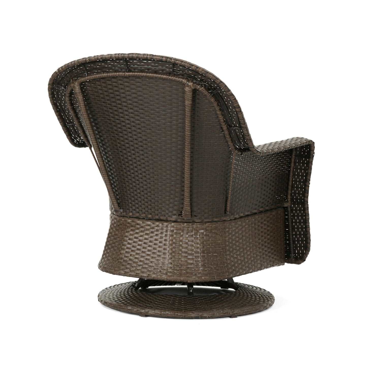 Luminous Outdoor Rattan Swivel Club Chair with Water-Resistant Cushion, Set of 2