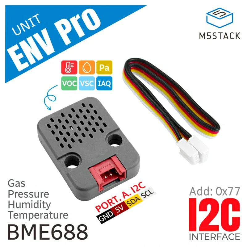 M5Stack ENV Pro Unit with Temperature, Humidity, Pressure and Gas Sensor (BME688)
