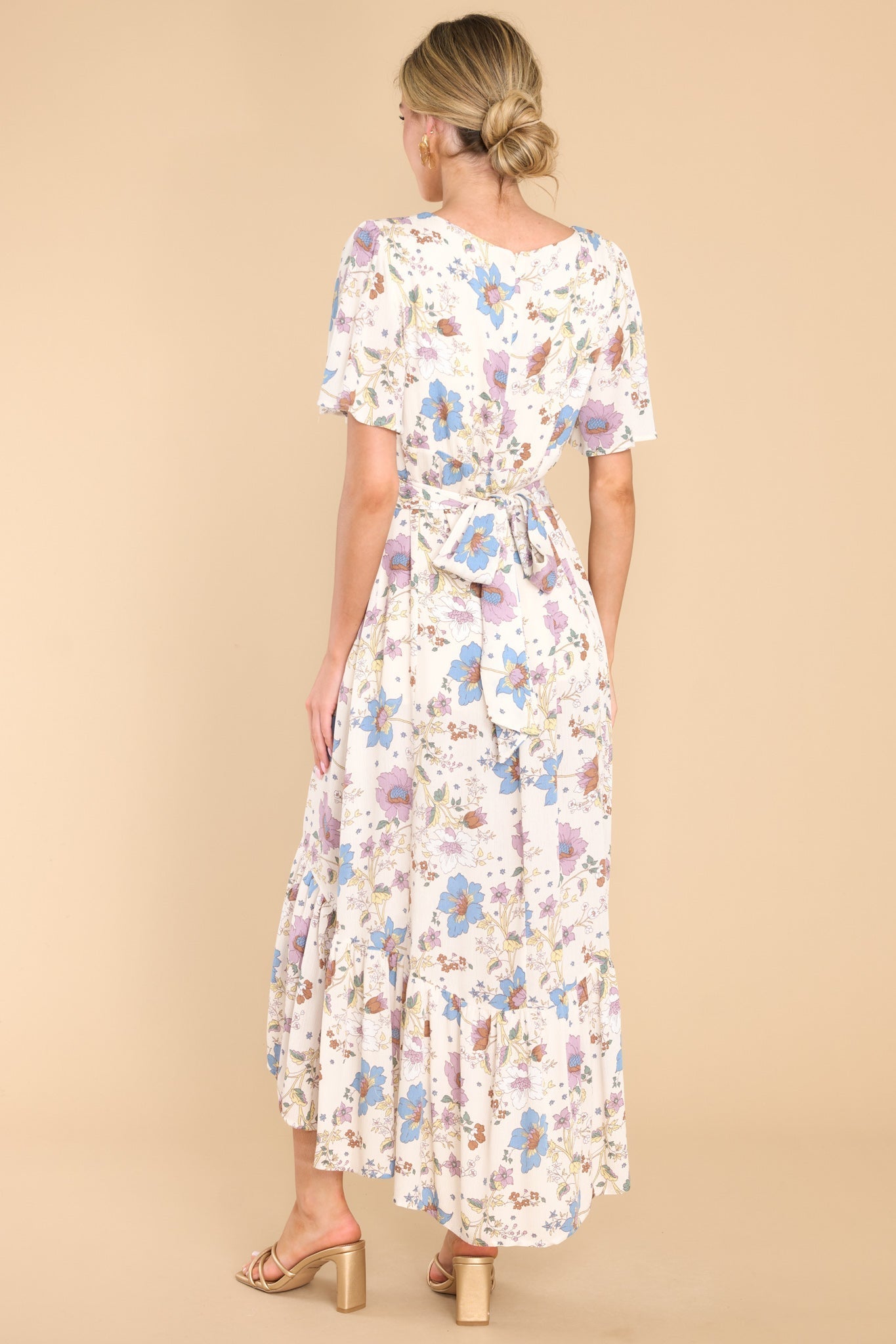 Make An Impact Ivory Floral Midi Dress
