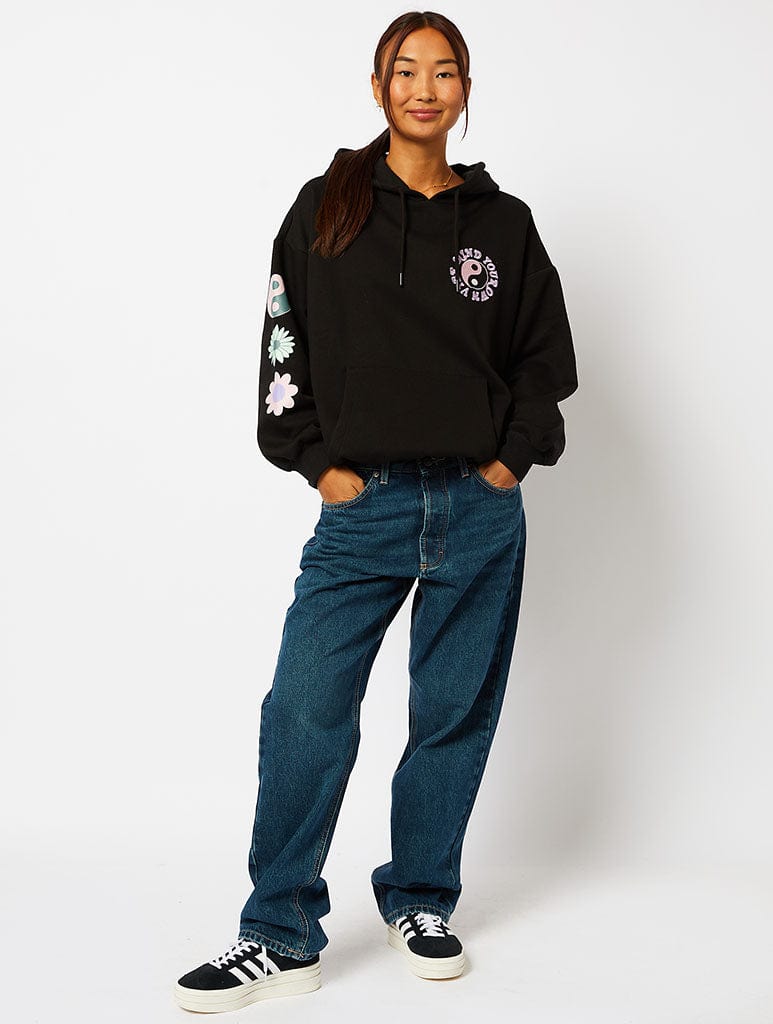 Mind Your Own Vibe Hoodie in Black