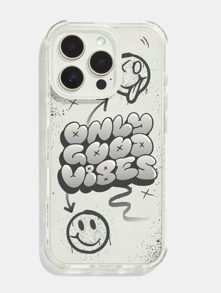 Monochrome Only Good Vibes Shock iPhone Case