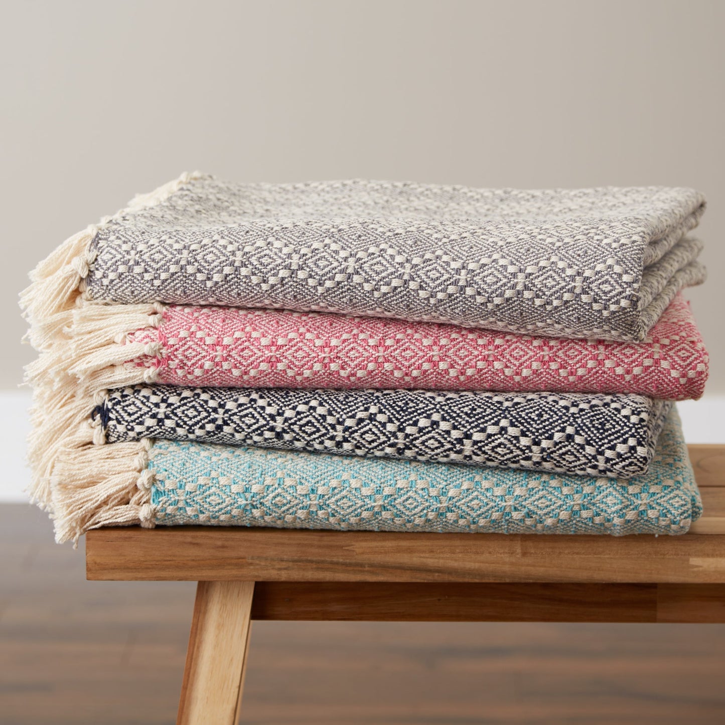 Navy Diamond Stitch Throw
