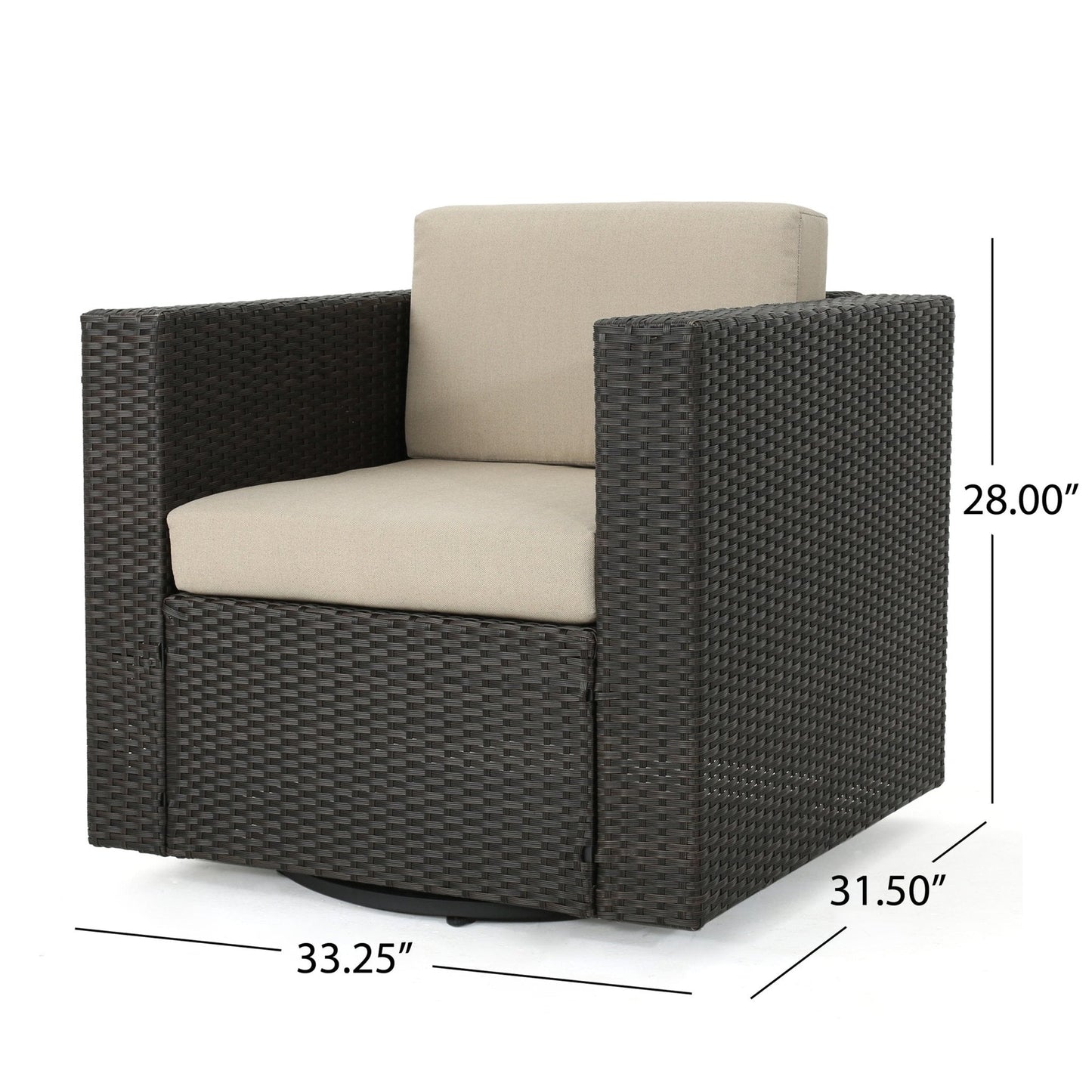 Nebula Outdoor Rattan Swivel Chair with Square Arm and Water-Resistant Cushions