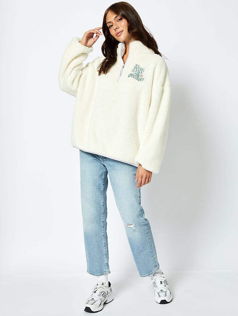 Not My Problem Longline Fleece in Cream