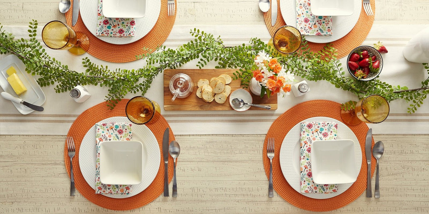 Orange Round Woven Placemats, Set Of 6