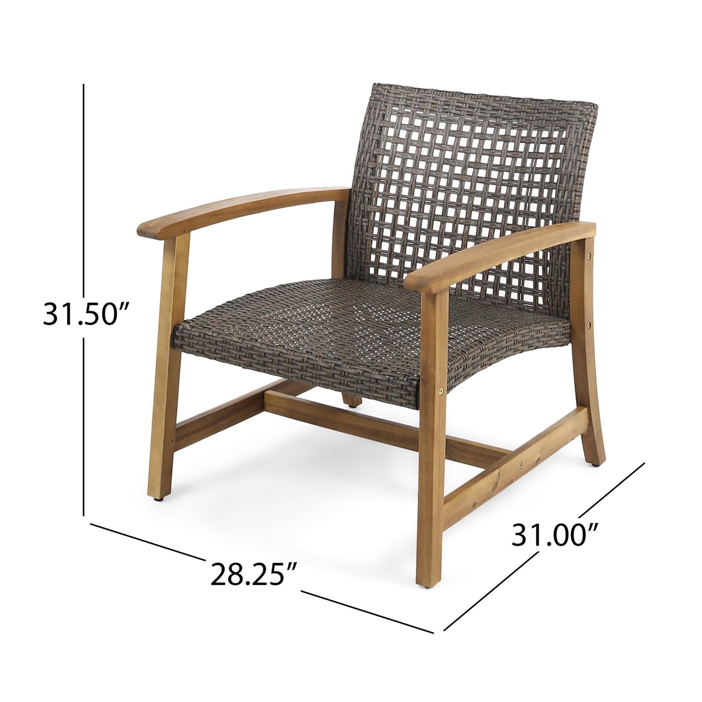 Outdoor Club Chair with Rattan Cover and Square Arm