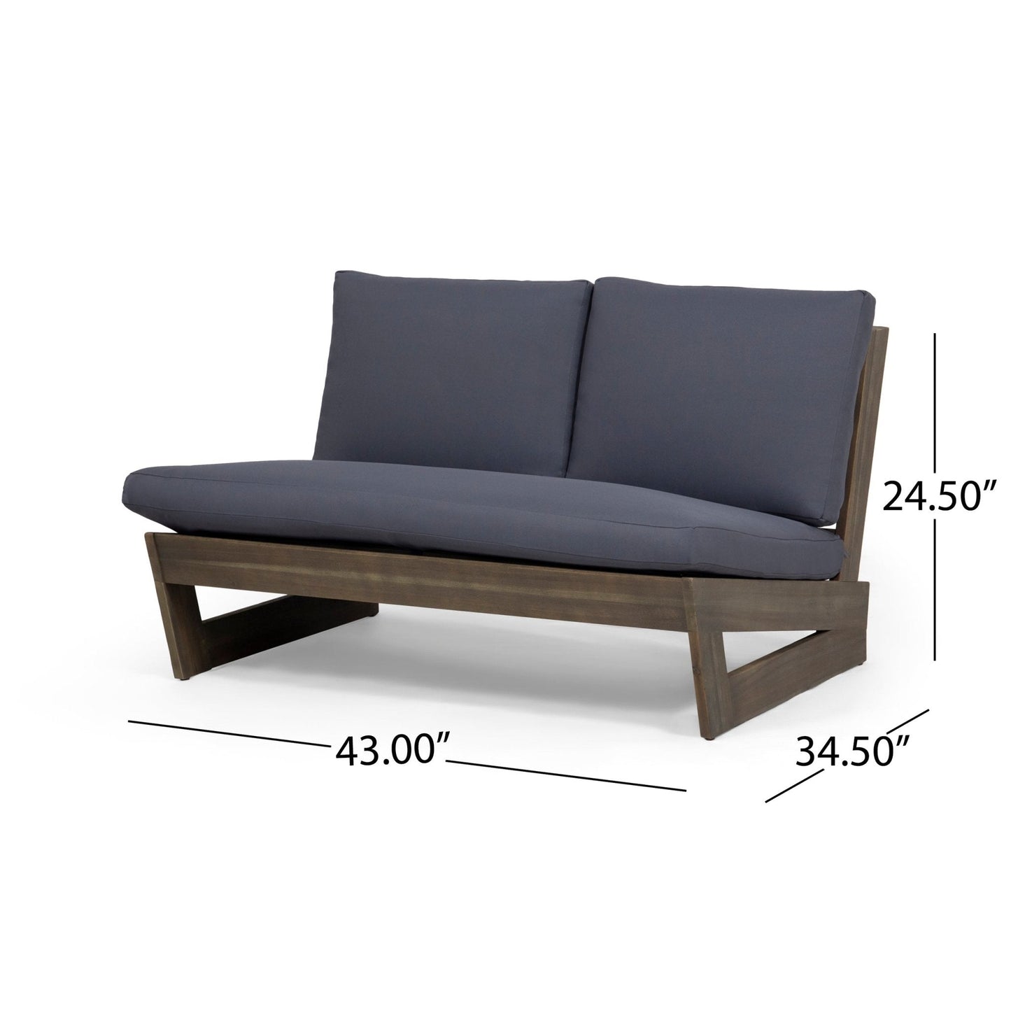Outdoor Loveseat with Slat Paneling and Water Resistance Cushion