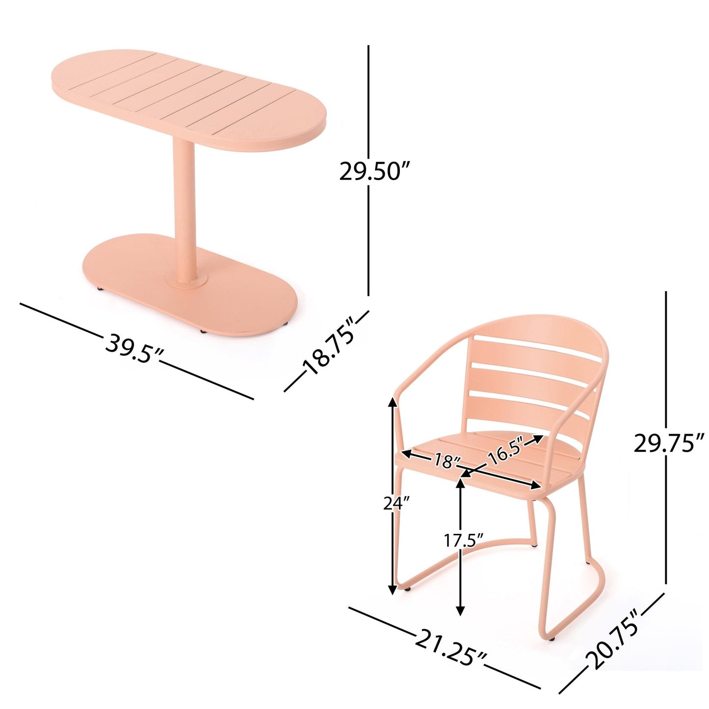 Outdoor Metal Seating Set with Coffee Table and 2 Chairs