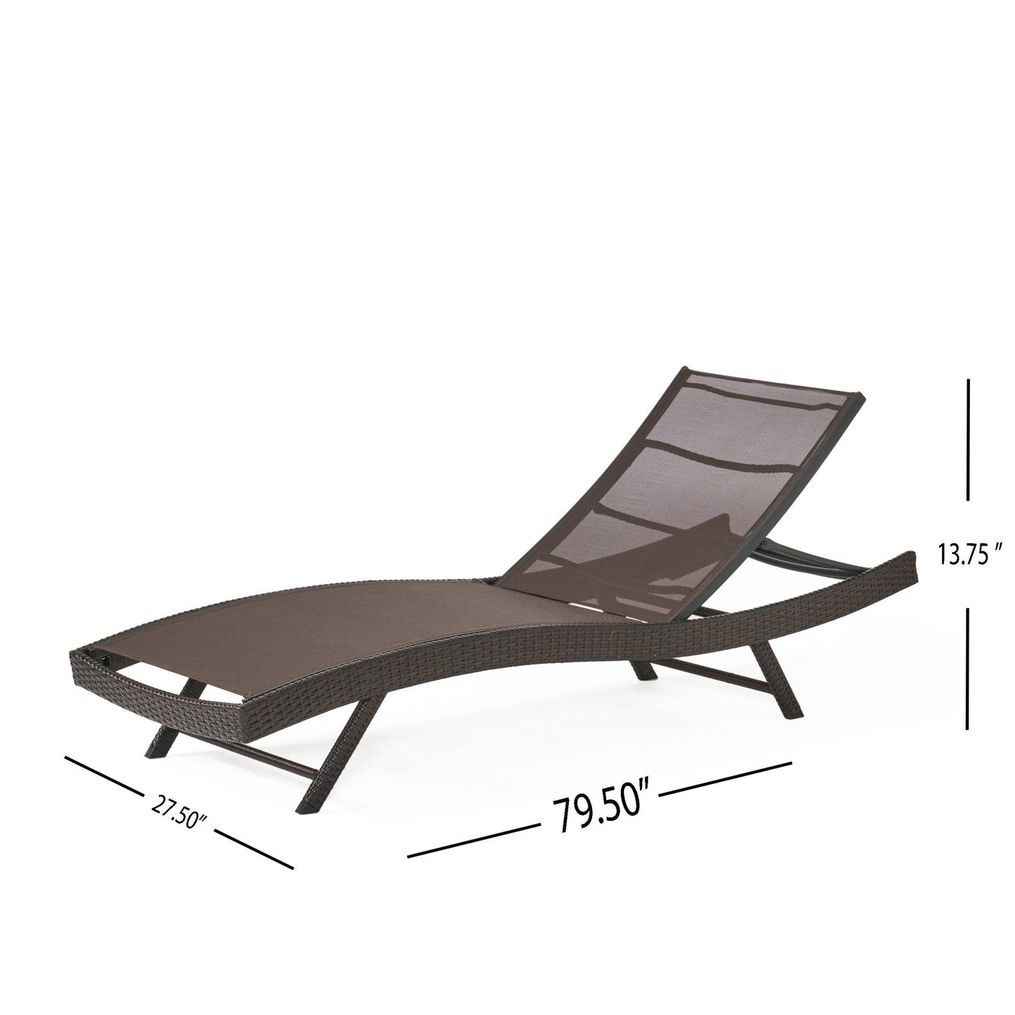 Outdoor Rattan Wicker Chaise Lounge with Adjustable Seat and Mesh Seat