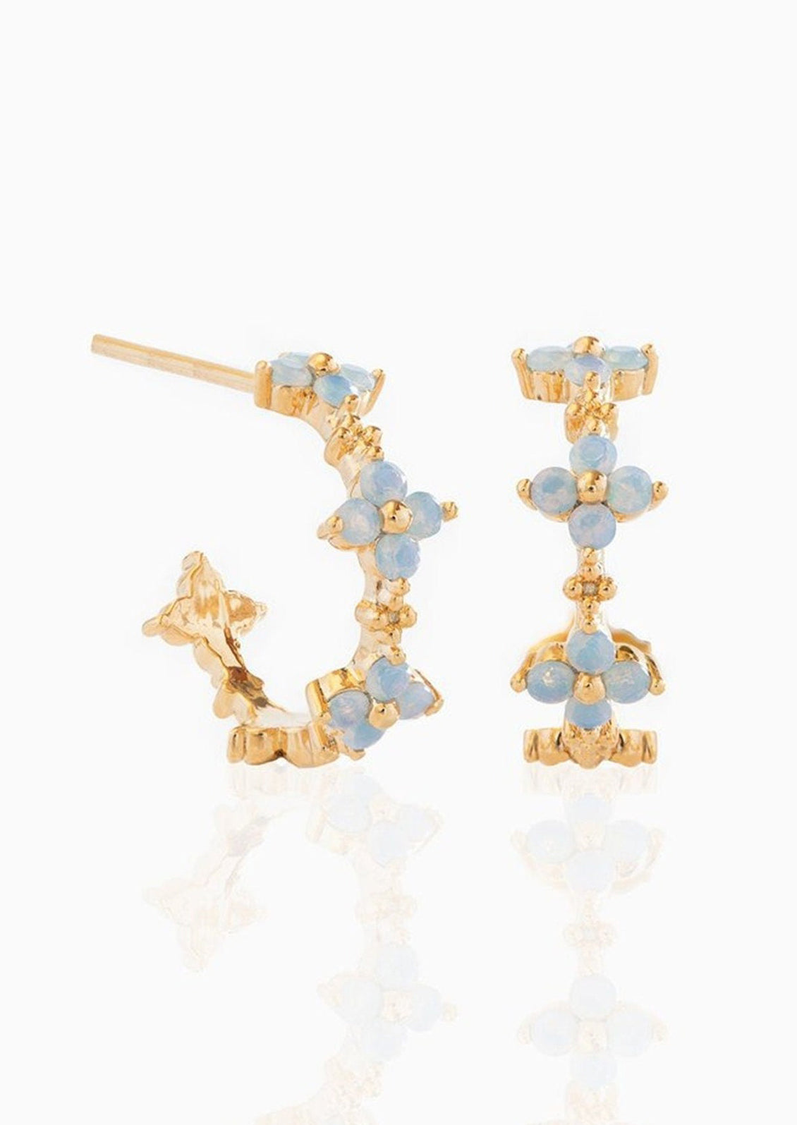 Periwinkle Floral Hoop Earrings