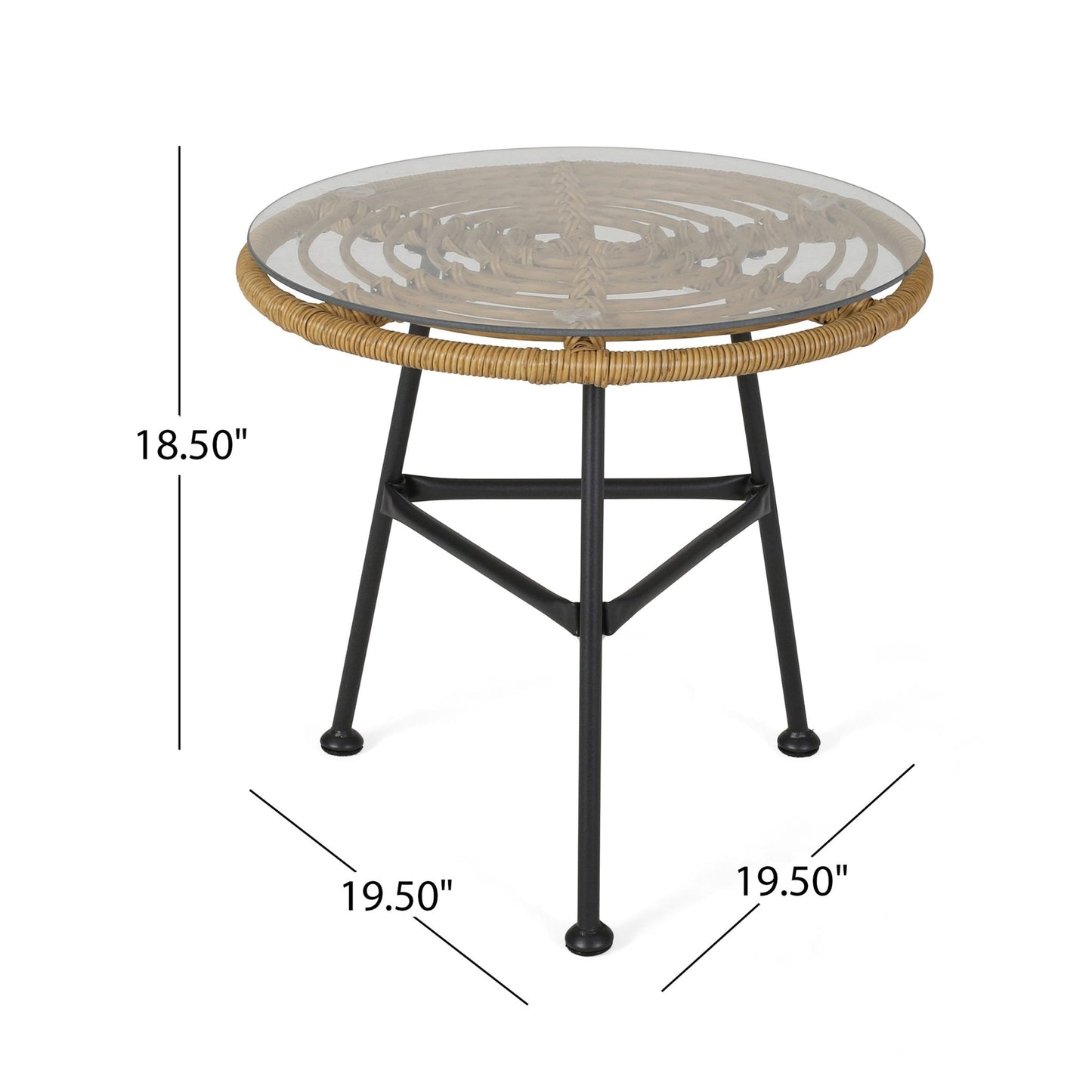 Petrichor Outdoor Rattan Table with Tempered Glass Top