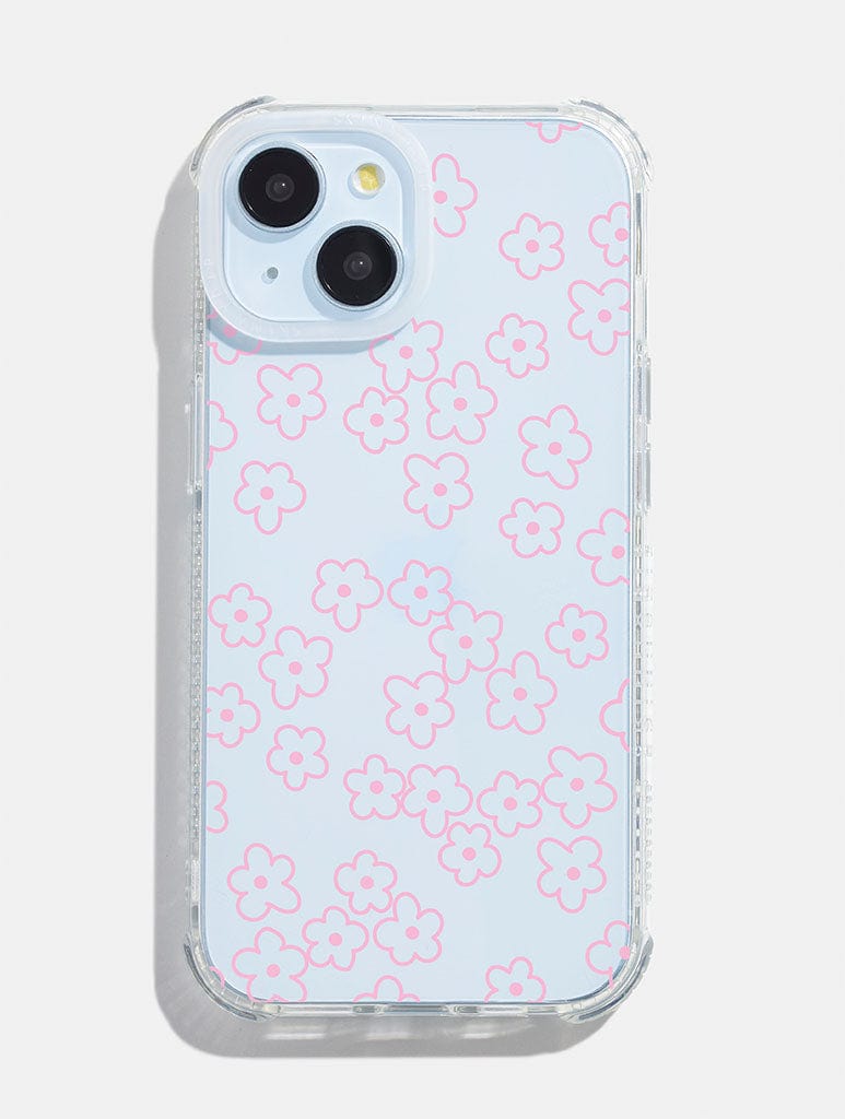 Pink Flower Outline Shock iPhone Case