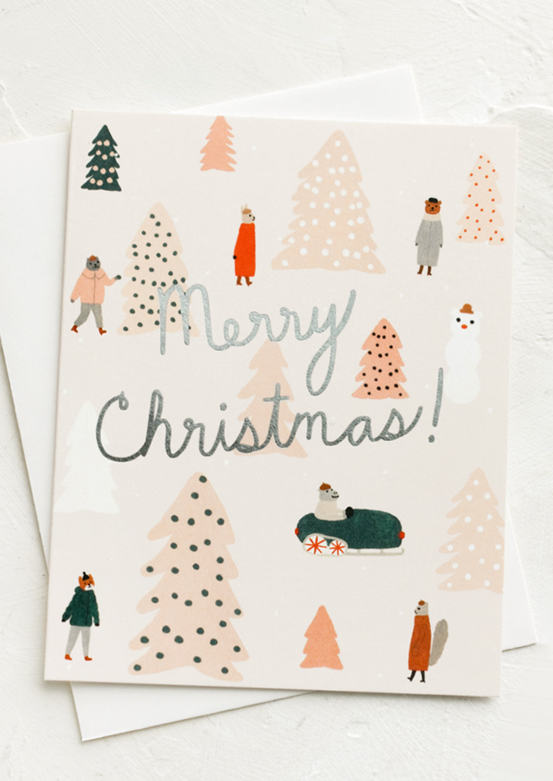 Pink Trees Christmas Card Set