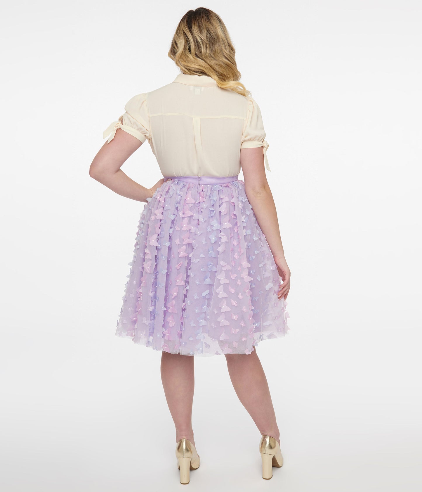Unique Vintage 1950s Lavender & Blue Butterfly Tulle Sweetie Pie Flare Skirt