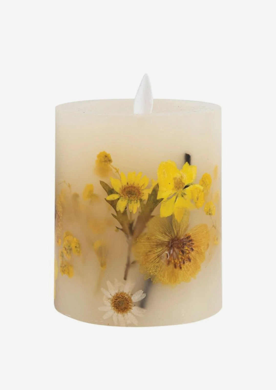 Pressed Floral Flameless Pillar Candle