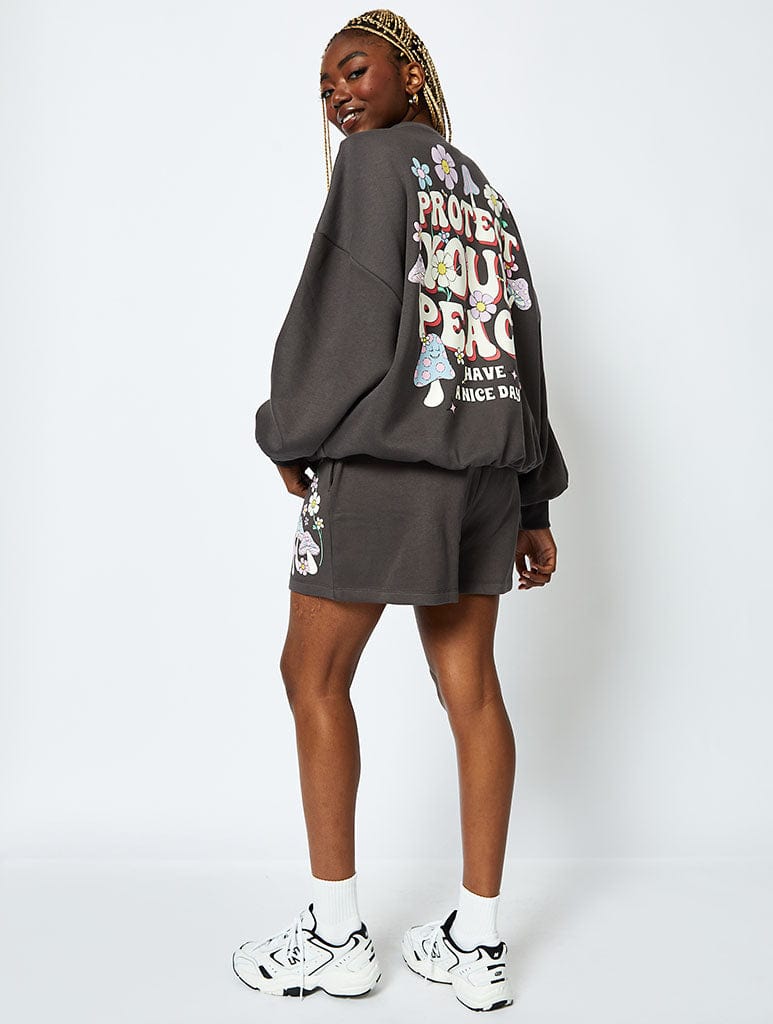 Protect Your Peace Acid Wash Jogger Shorts