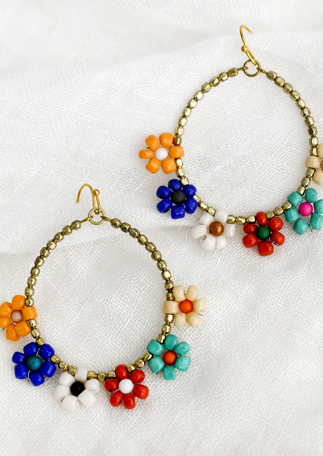Quinn Beaded Floral Hoops