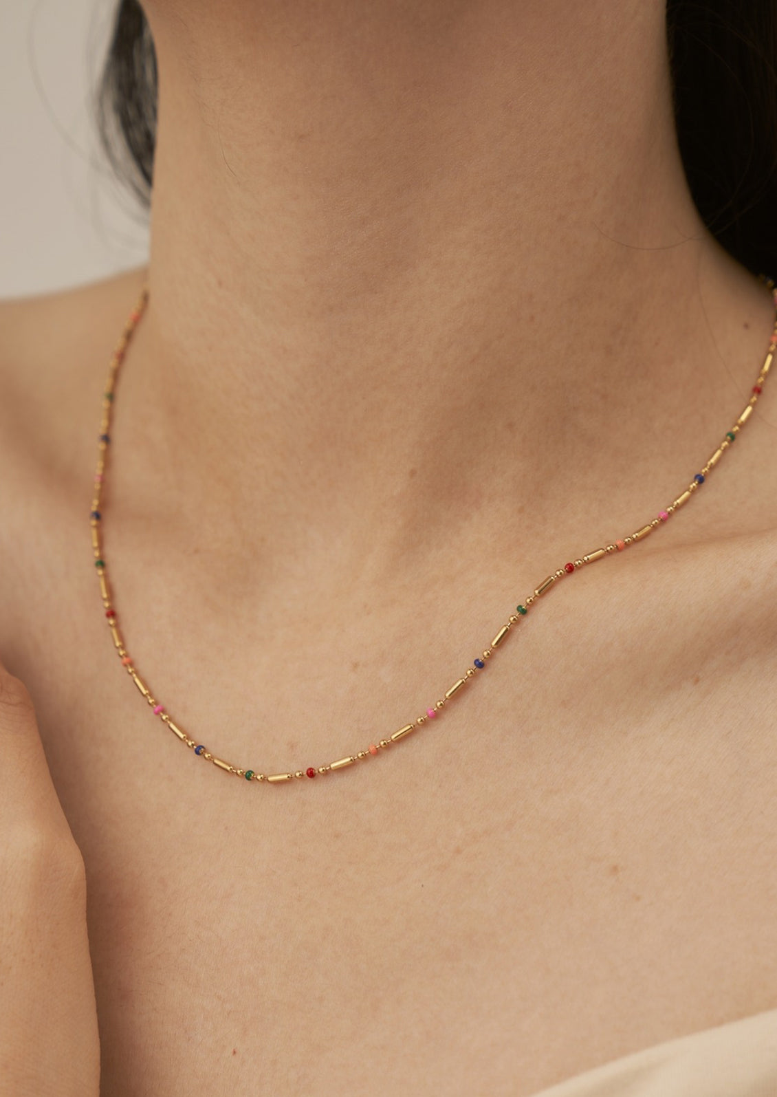 Rainbow Enamel Chain Necklace