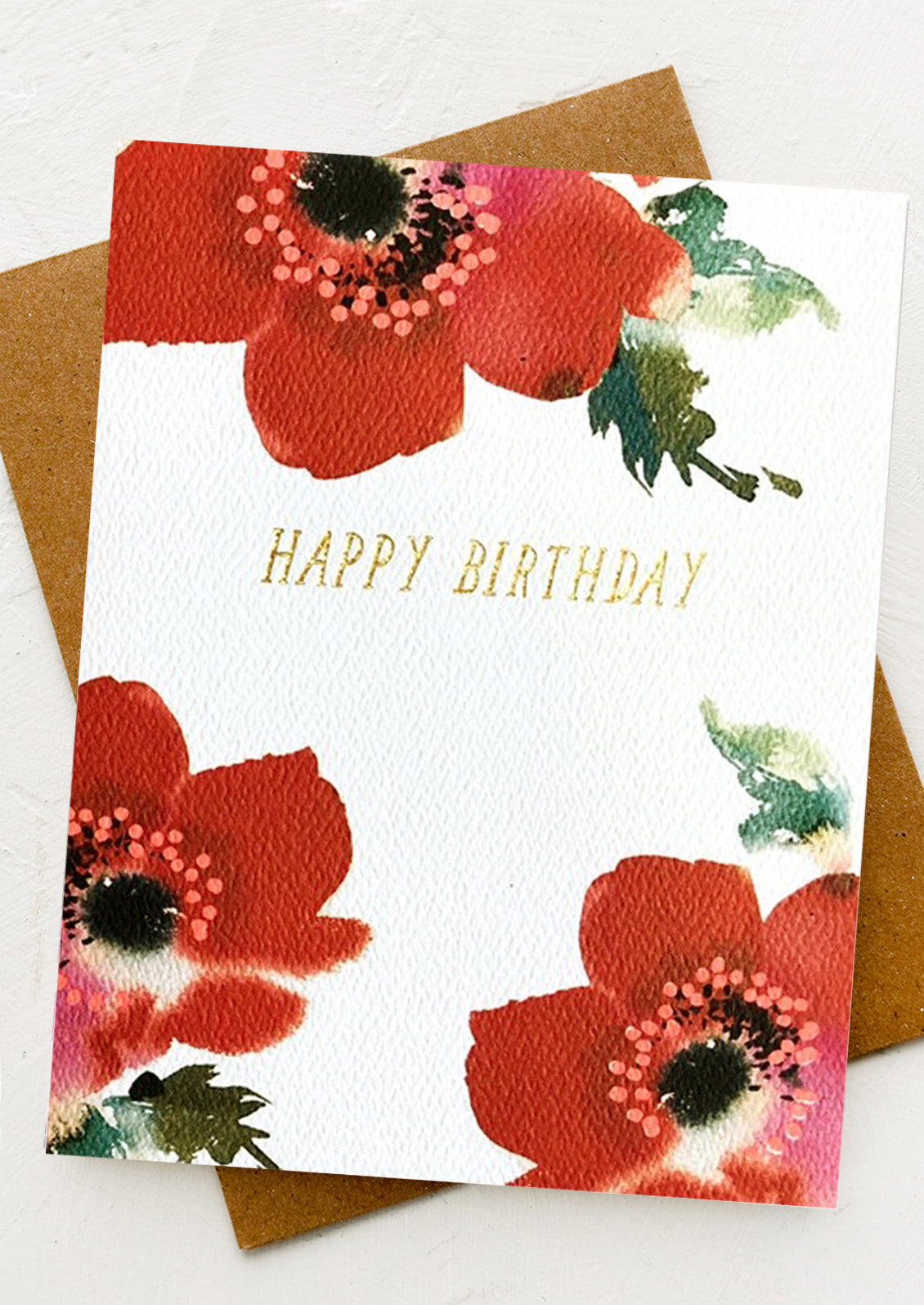 Red Anemone Birthday Card