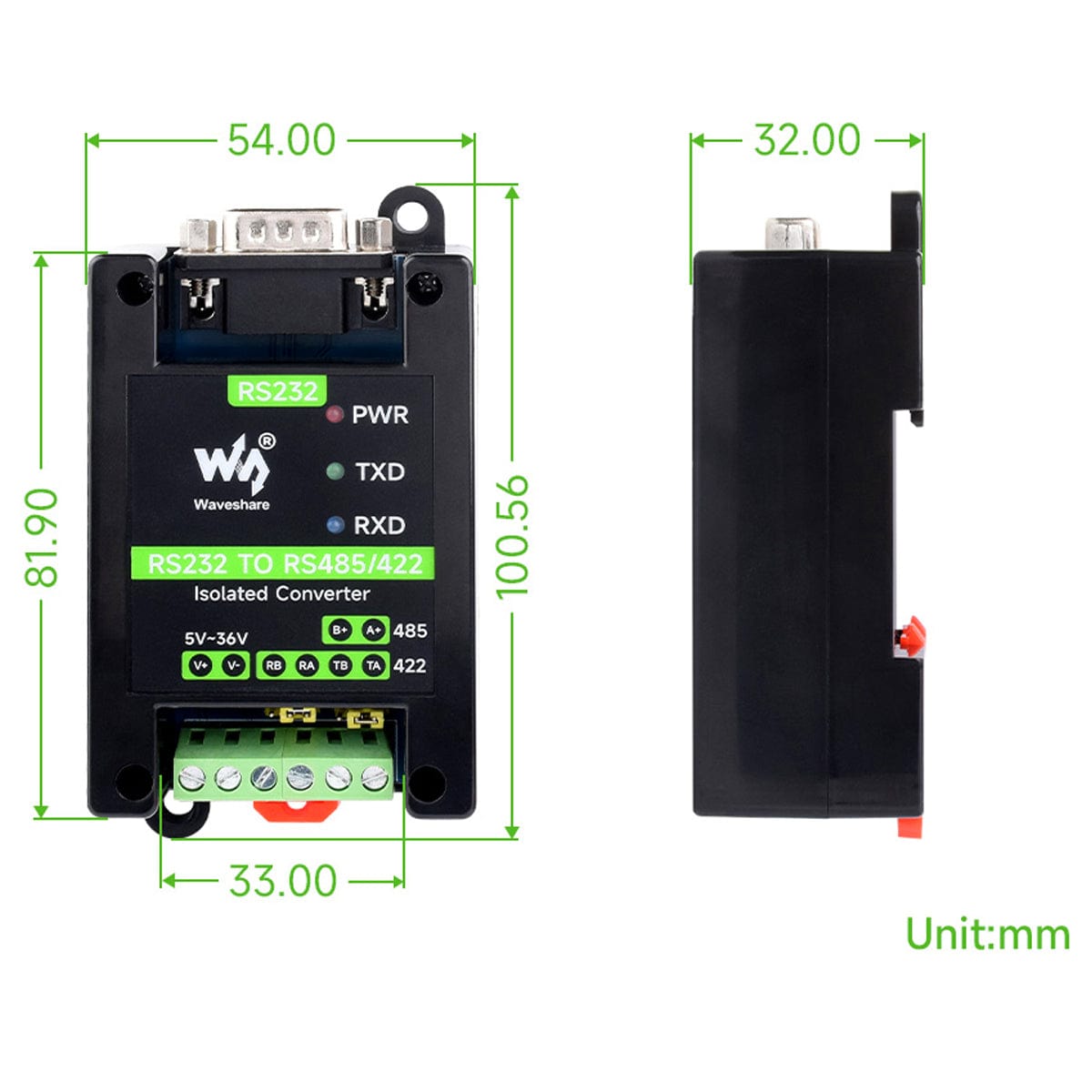 RS232 Male Port To RS485/422 Active Digital isolated Converter