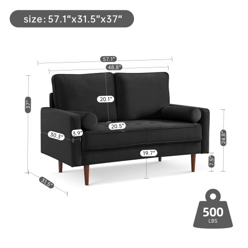 Sade 57.1 Upholstered Sofa Couch with Bolster Pillows