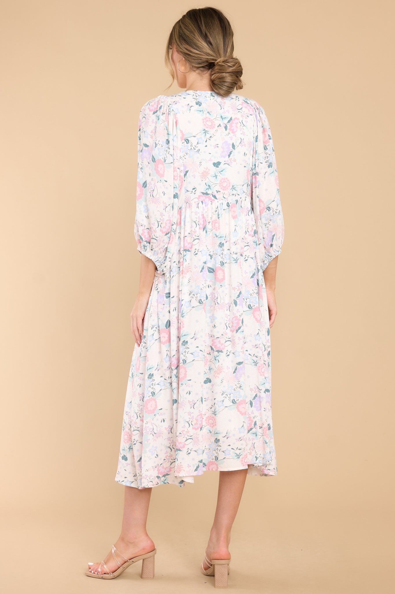 Share My Day Ivory Floral Midi Dress