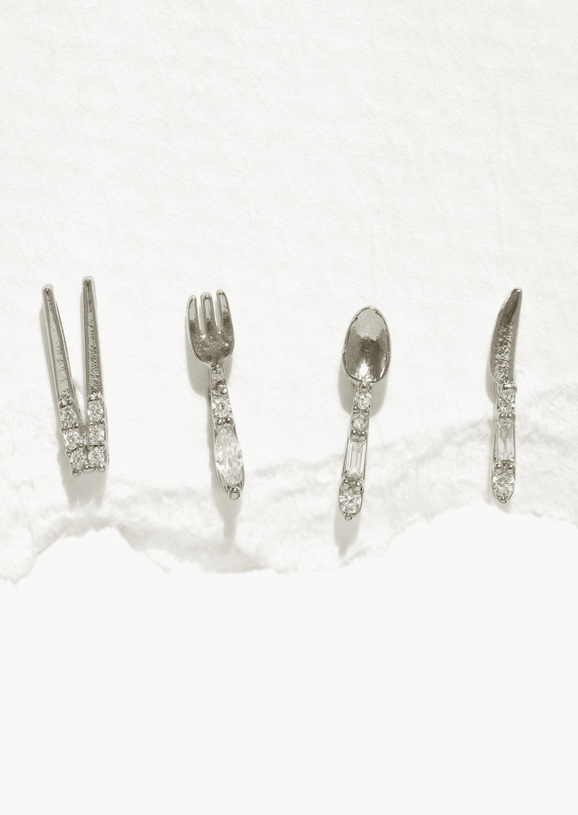 Silverware Stud Earring Set