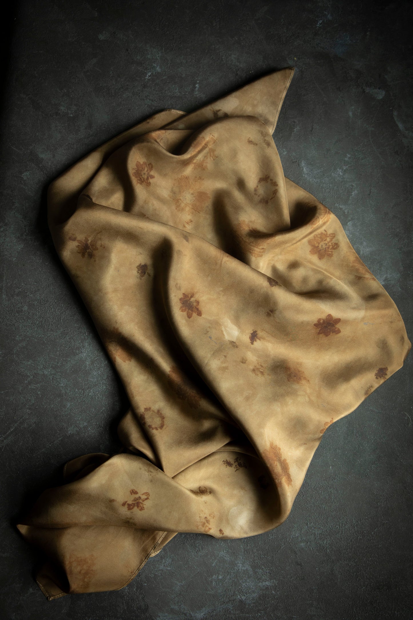 Original Eco-Print | Coreopsis Auburn | 100% Silk Scarf | Multiple Sizes