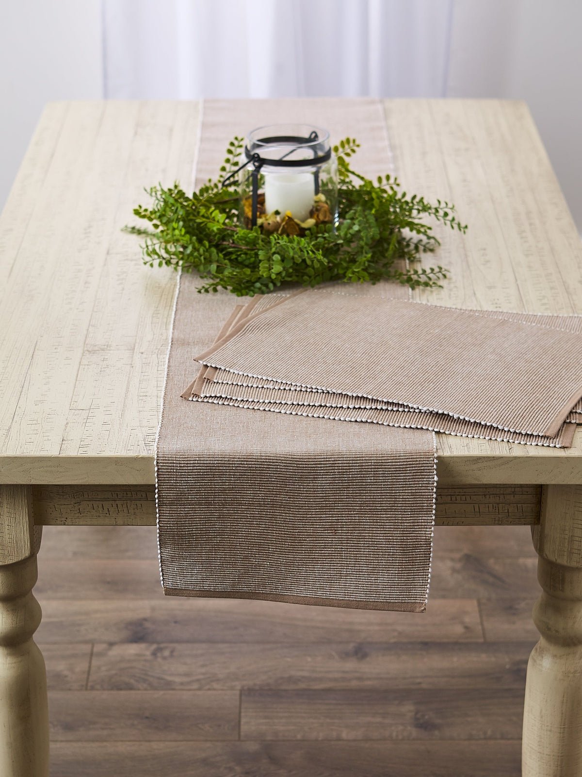 Stone & White 2-Tone Ribbed 13"X108" Table Runner