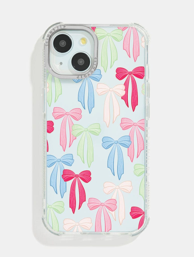 Striped Christmas Bows Shock iPhone Case