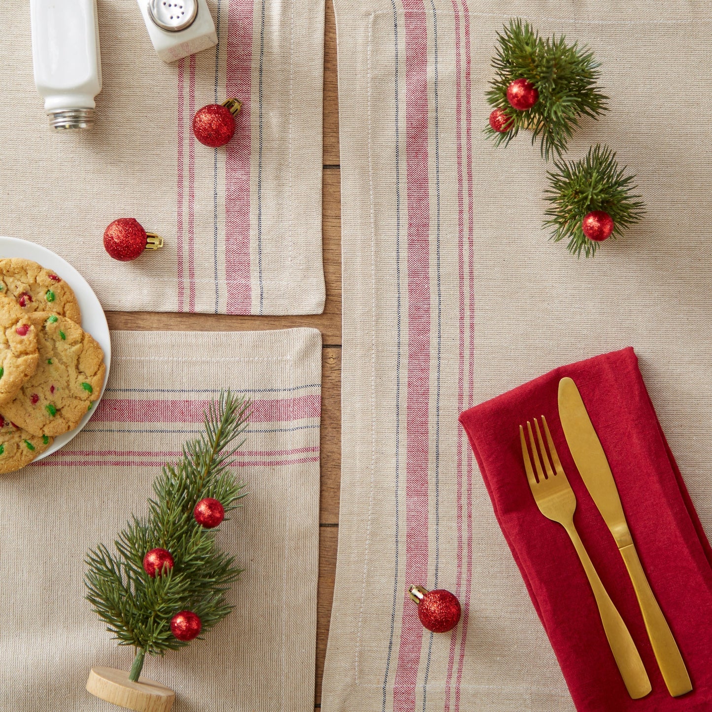 Tango Red French Stripe Placemats, Set Of 6