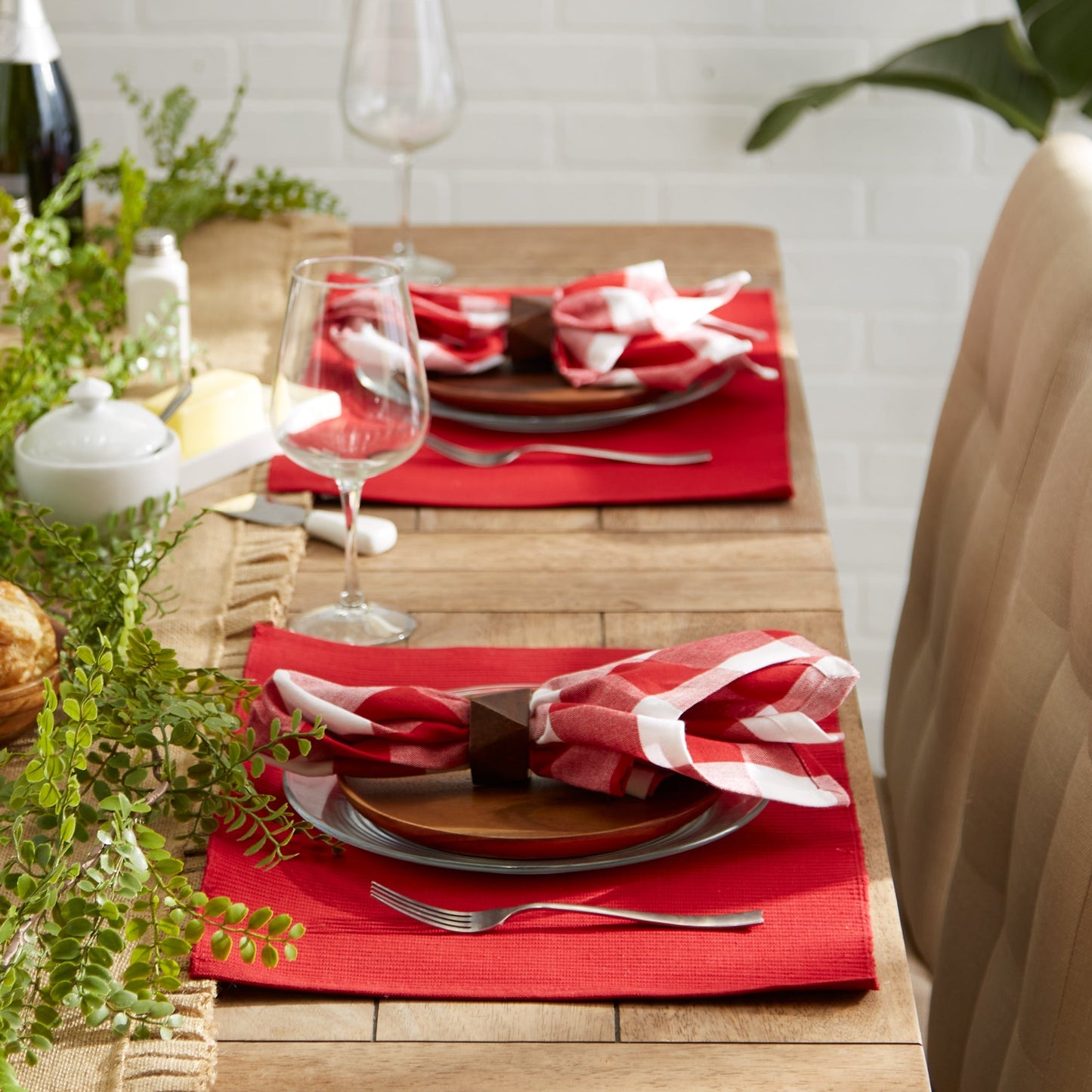Tango Red Ribbed Placemats, Set Of 6