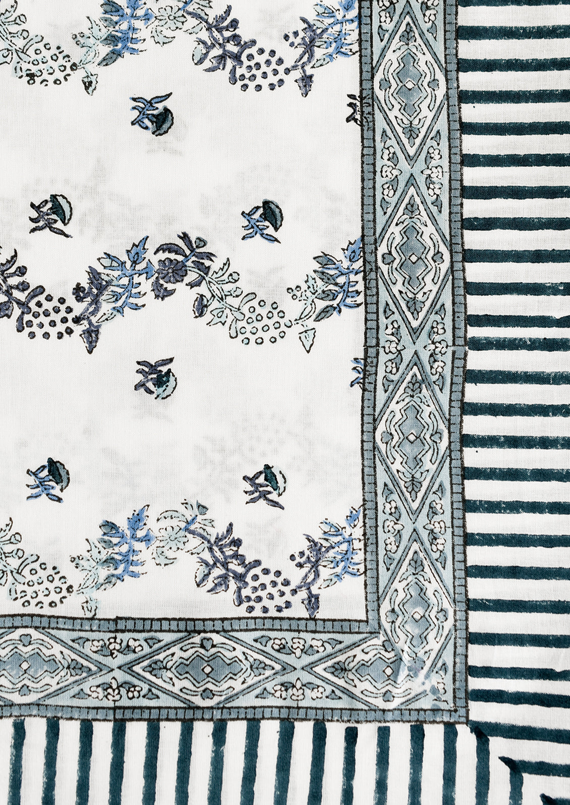 Trellis Floral Block Print Tablecloth